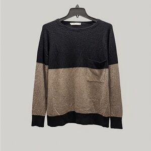 Kokun Cashmere Black and Tan Women's Sweater